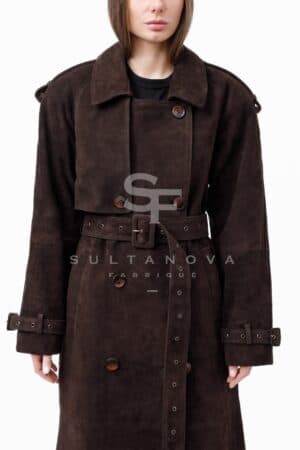 Chocolate Suede Trench Coat