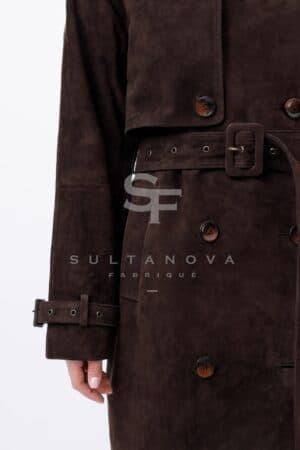 Chocolate Suede Trench Coat