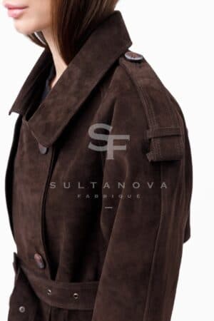 Chocolate Suede Trench Coat