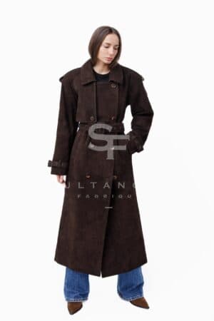 Chocolate Suede Trench Coat