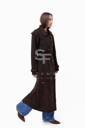 Chocolate Suede Trench Coat