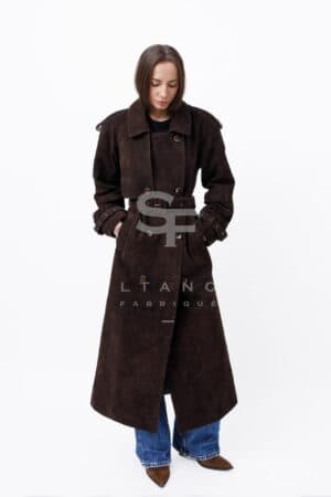 Chocolate Suede Trench Coat