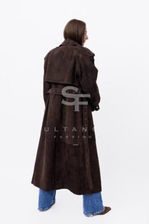 Chocolate Suede Trench Coat