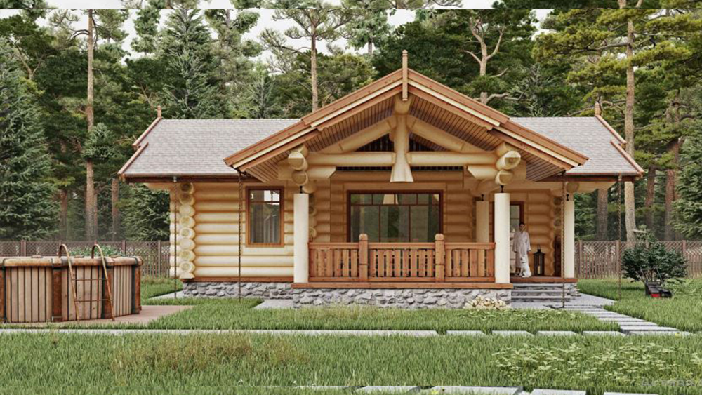 Баня с открытой беседкой "Сагсагай"