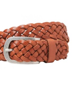 Accesorio de moda masculina: cinturón de cuero trenzado premium color coña