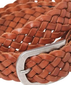 Cinturón de vestir para hombre, resistente y con cierre de hebilla color coña