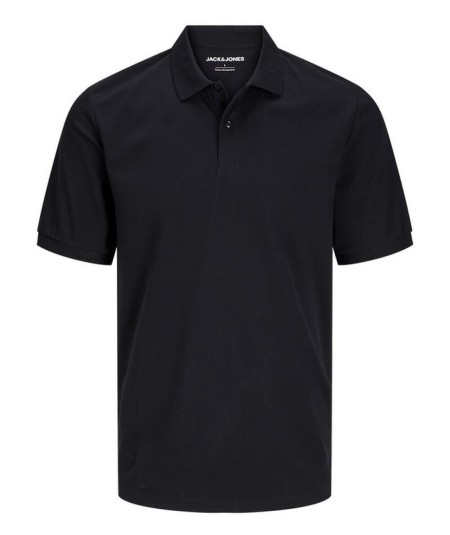 Polo Negro liso de manga corta para hombre con corte regular