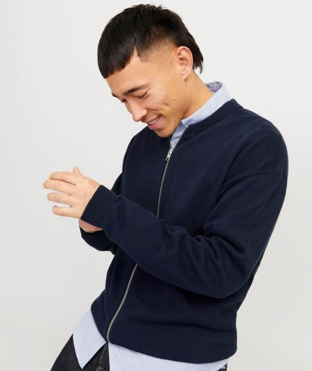 Cárdigan Jack & Jones para hombre con cierre de cremallera color marino