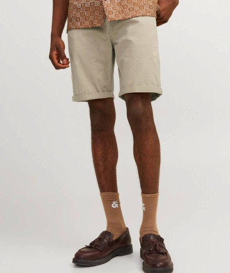 Shorts casuales para hombre con bragueta de cremallera, color tostado