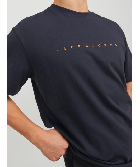 Camiseta Jack & Jones color marino con diseño relajado y estampado de pigmentos para un estilo moderno