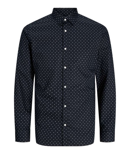 Camisa de corte slim negra Jack & Jones, perfecta para ocasiones formales y reuniones de trabajo, confeccionada en popelina de 