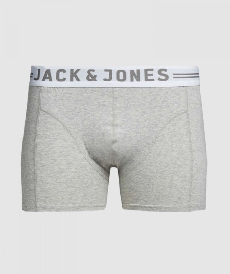 Boxer gris Jack & Jones con cintura elástica y logotipo, fabricado en algodón elástico ligero para una comodidad duradera