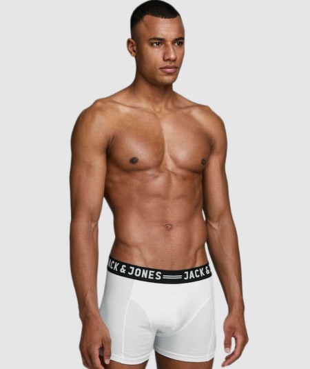 Boxer blanco para hombre Jack & Jones, de algodón elástico con cintura elástica y logotipo para mayor comodidad