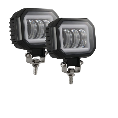 4 inch Auto Square Spotlight Work Light-Angel Eyes White Light with DRL