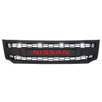 Nissan Navara NP300 Front Grille with DRL (White LEDs) Red Logo