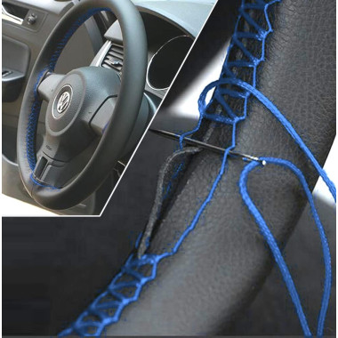 Universal Car Steering Wheel Cover Hand Sewing 14.5-15"