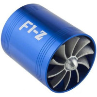 F1-Z Double Supercharger Turbine Turbo charger Air Intake Fuel Saver Fan (Blue)