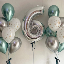 Металлические шары в нежных тонах на 6 лет