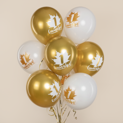 шары на 1 Сентября белые и золото хром. Цена за 2 шт