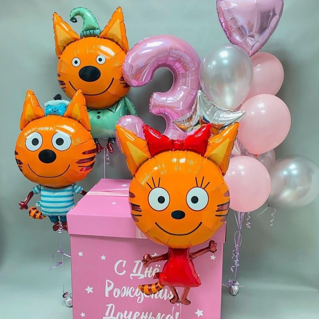 коробка с шарами 3 кота