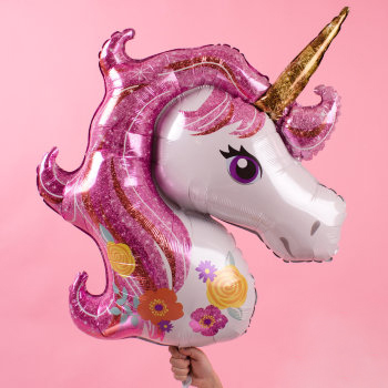 шар голова единорога из фольги (розовая грива)