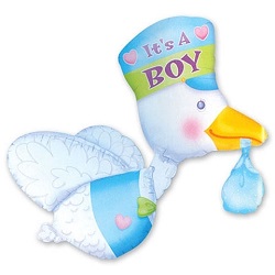 Воздушный шар Аист на выписку, голубой