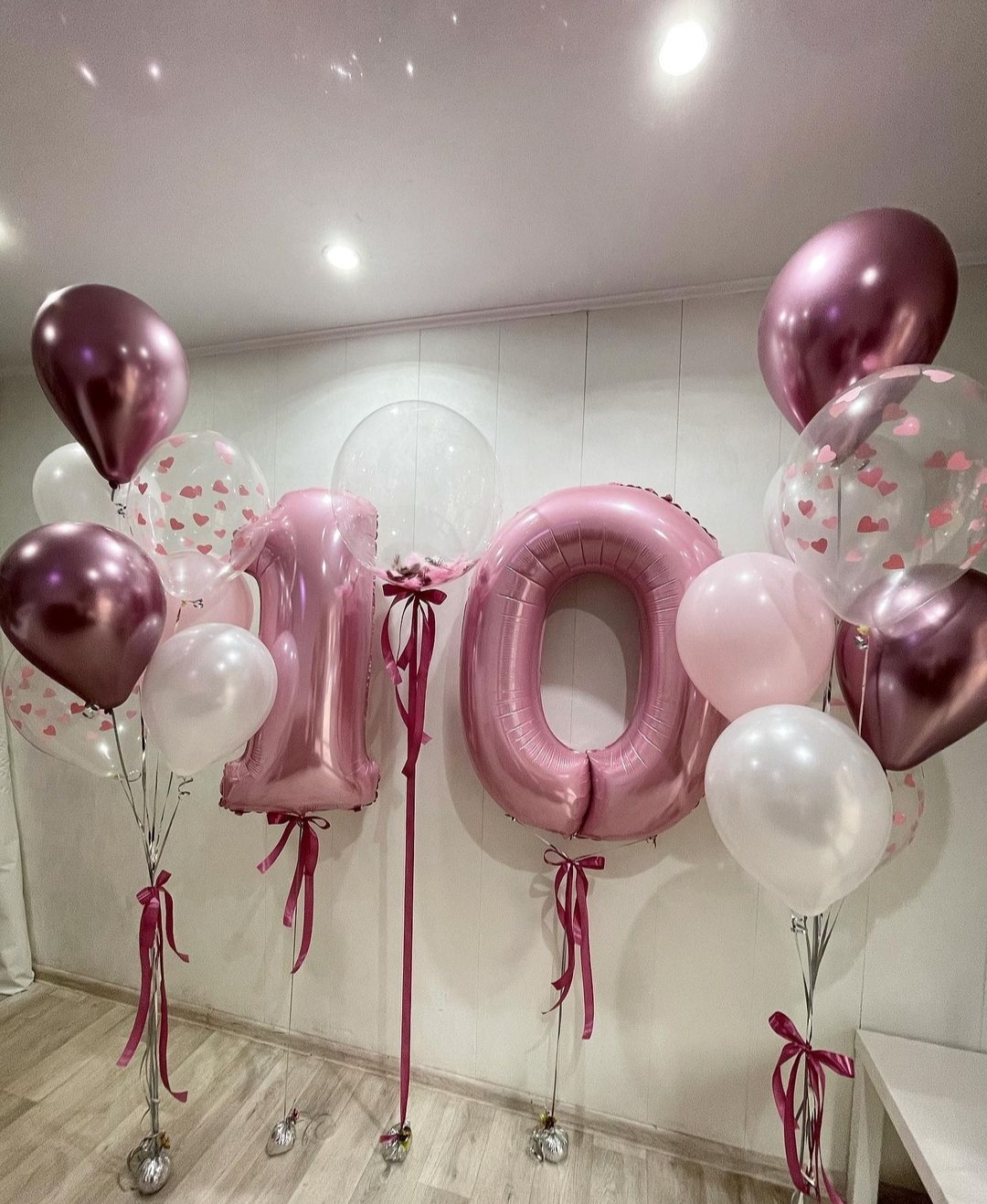 нежные шары в розовых тонах девочке на 10 лет