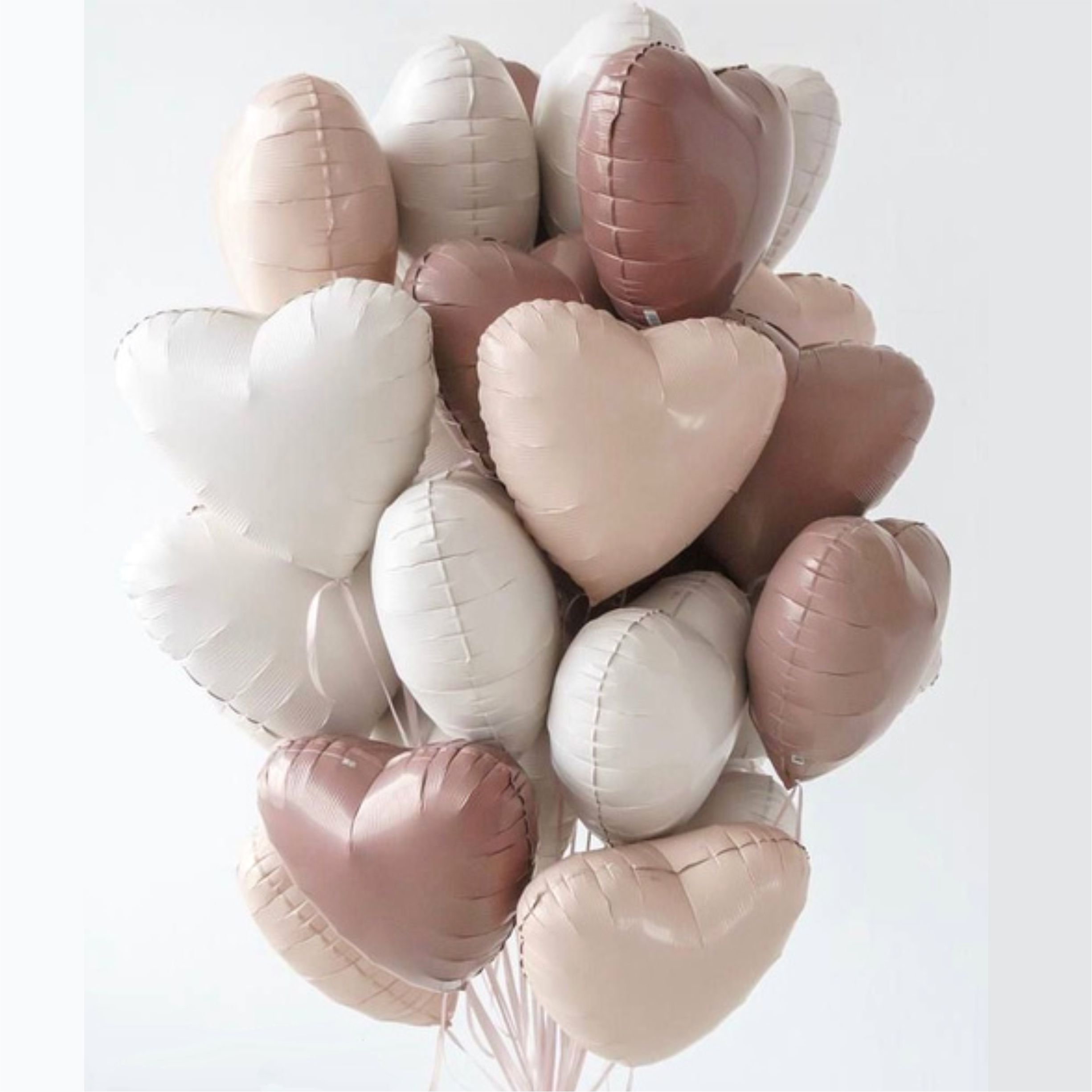 шары-сердца 46 см пудровые с гелием