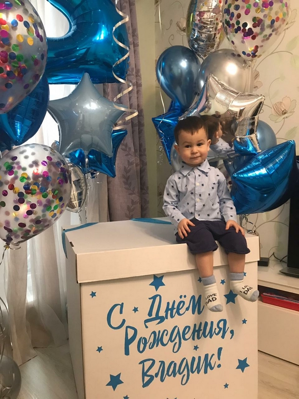 коробка с шарами на день рождения мальчика