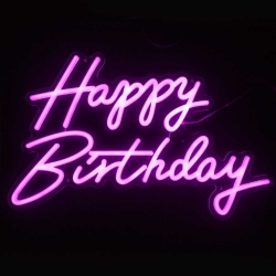 Световая надпись на подложке Happy Birthday, 35*57 см. Розовый