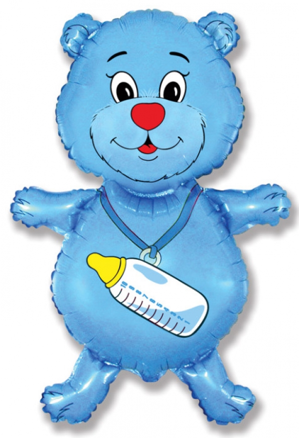 фольгированный шар мишка, голубой