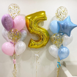 Розовые и голубые шары на 5 лет