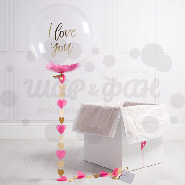 шар bubbles i love you (розовая гирлянда)