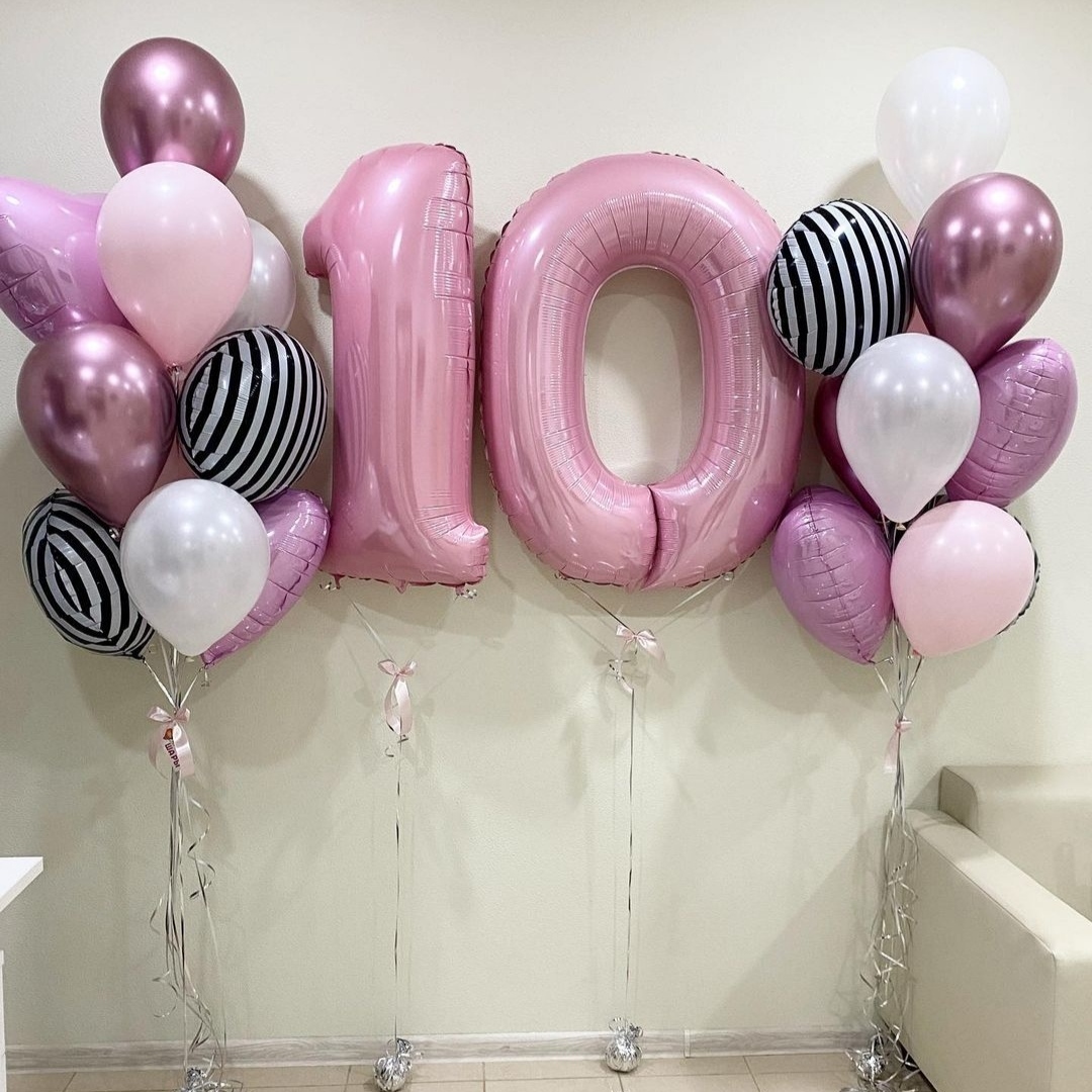 розовые шары на 10 лет девочке