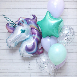 Сиренево-бирюзовый сет с единорогом