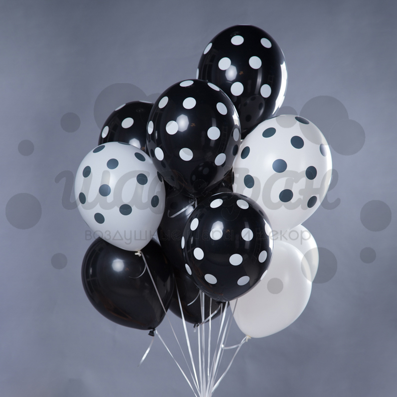 облако из черно-белых шаров в горох