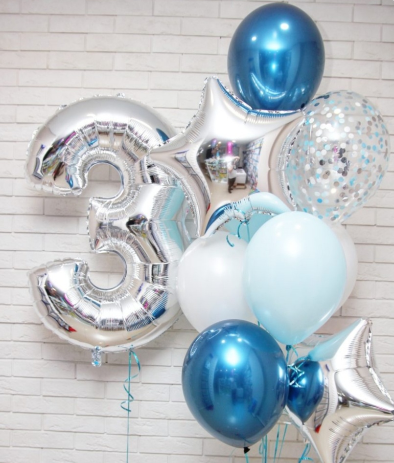 сет с цифрой в сине-серебряных оттенках 