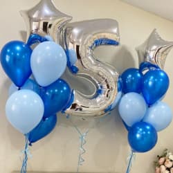 Синие и голубые шары с фольгированными звездами на 5 лет
