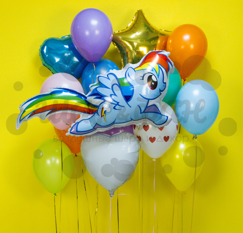букет из шаров радуга деш из my little pony