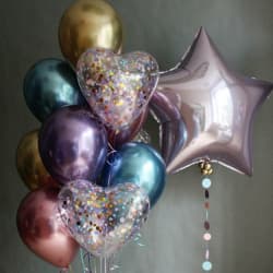 Шары хром и большая звезда лилак