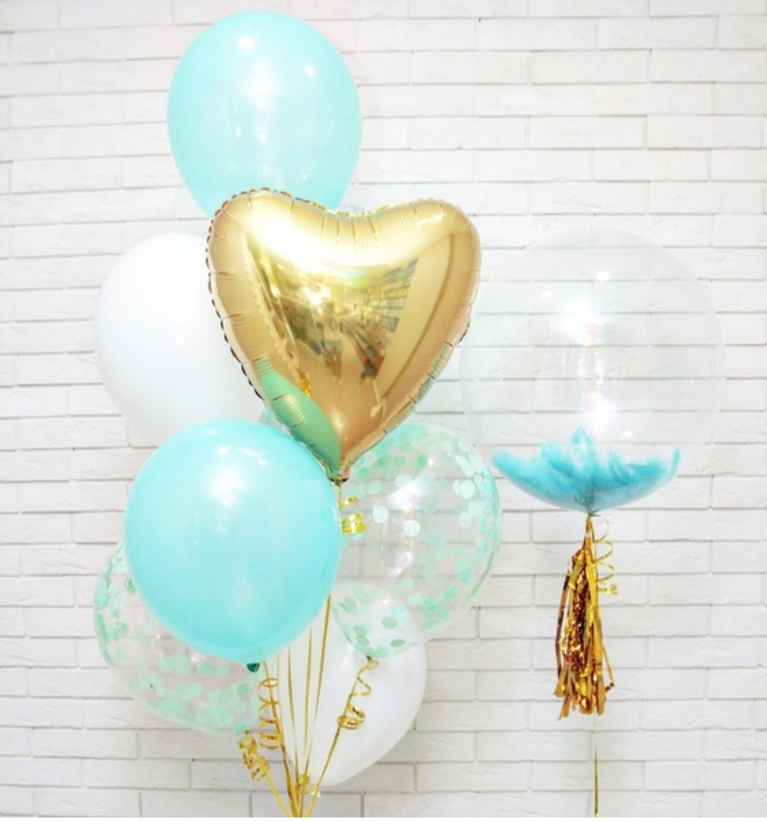 сет с баблс в бирюзовых и золотых тонах 