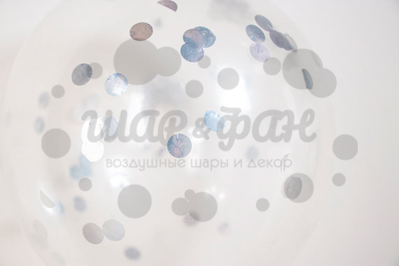 облако бирюзово-салатовых шаров с конфетти 