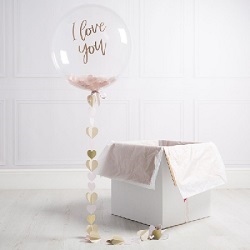 Шар Bubbles I LOVE YOU (бежевая гирлянда)