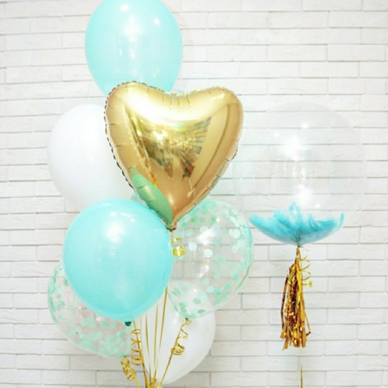 сет с баблс в бирюзовых и золотых тонах 