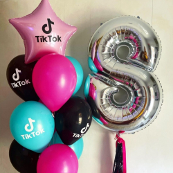 Розовые, черные и голубые шары в стиле TikTok на 8 лет