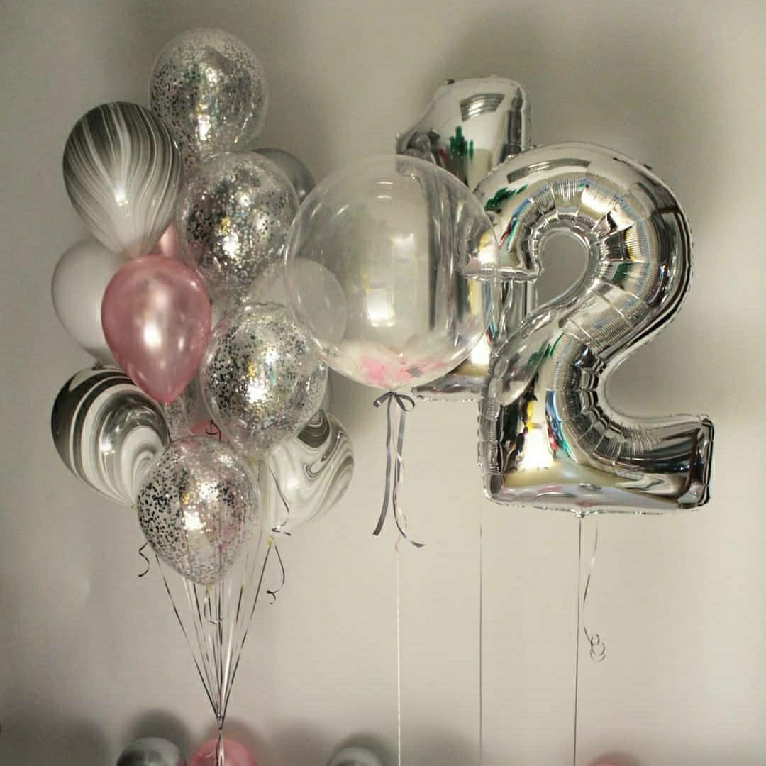 фонтан серебро с цифрами и баблс