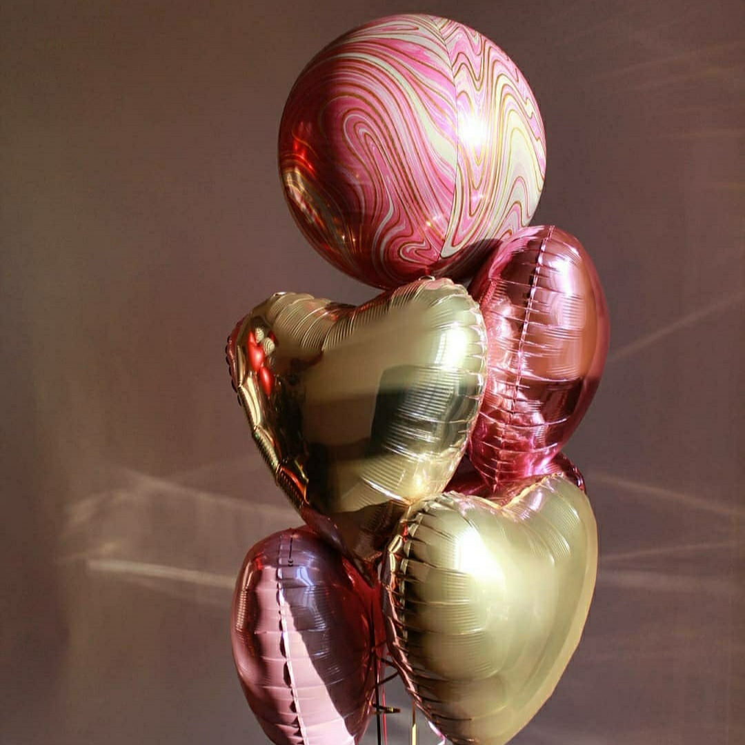 фонтан розово-золотой со сферой агат