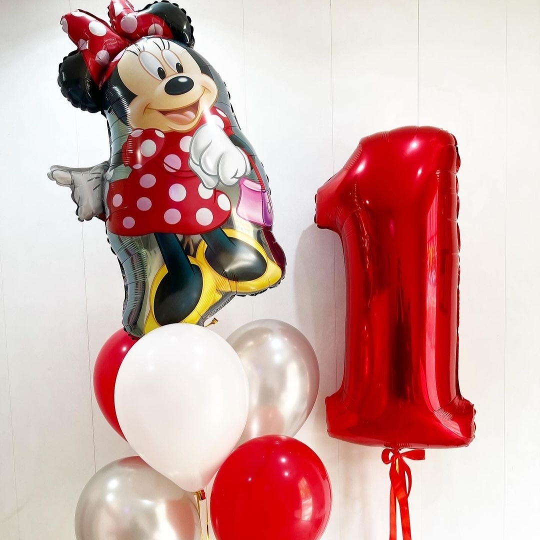 яркие шары на годик с минни маус