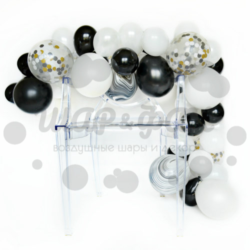 разнокалиберная гирлянда черно-белая