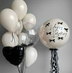 Сет из шаров со стеклянным шаром с бантами и надписью